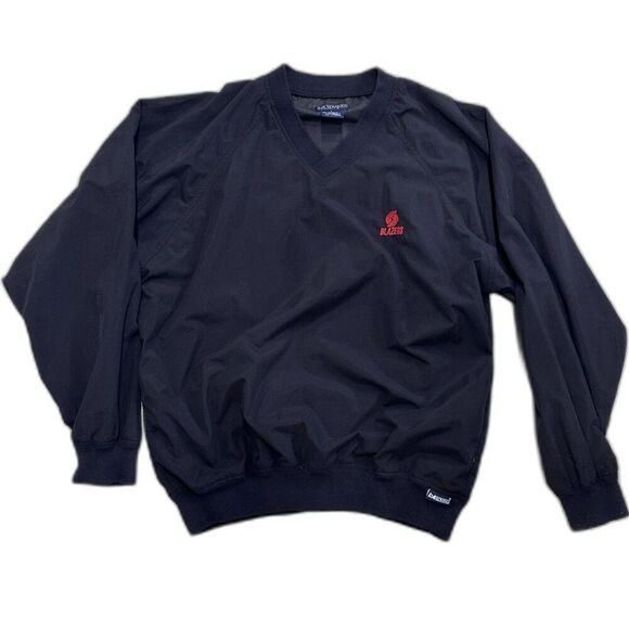 Vintage 90s Portland Trail Blazers XL Black Pullover Windbreaker – V-Neck - Picture 3 of 8